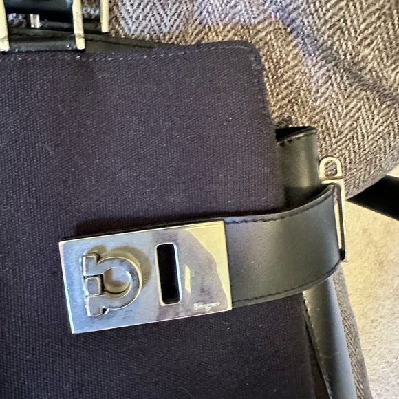 Salvatore Ferragamo Black Canvas and Leather Top Handle - Picture 4 of 12